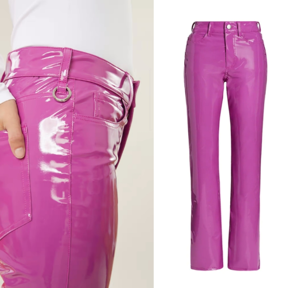Simon Miller Vegan Patent Leather Straight Leg Pant in Magenta Purple NEW - Picture 8 of 16